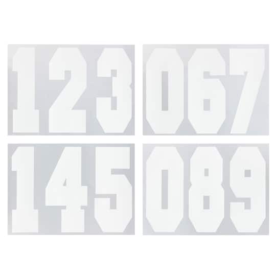 12 Packs: 12 ct. (144 total) 8&#x22; Iron-On White Numbers by Imagin8&#xAE;